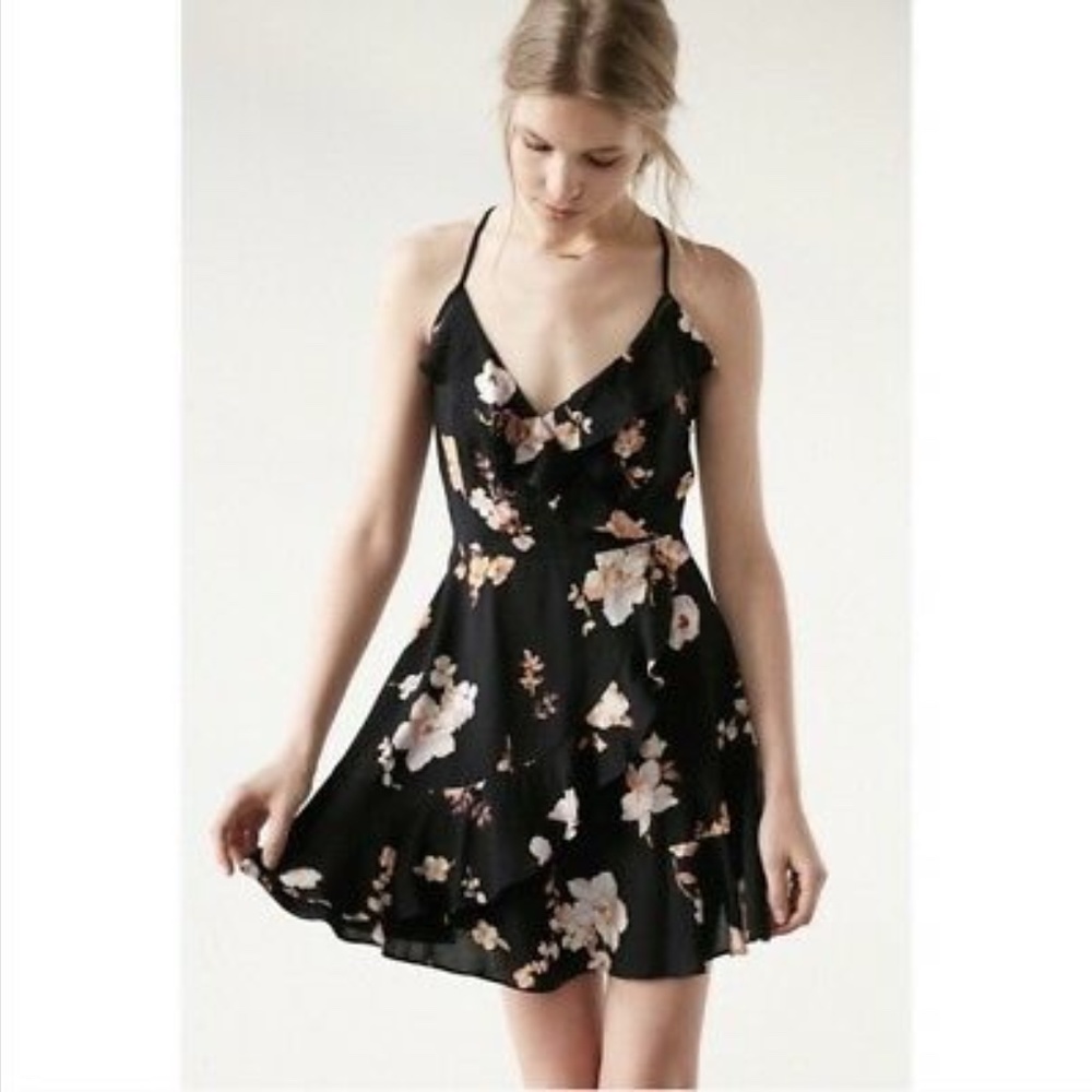 UO Urban Outfitter Kimchi Blue Sabrina Ruffle Front Wrap Dress